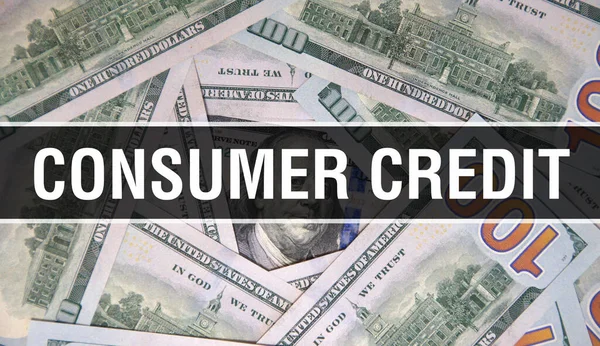 Texto Crédito Consumidor Concepto Primer Plano Dólares Americanos Dinero Efectivo — Foto de Stock