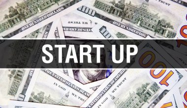 Yakın plan metni başlat. Amerikan Doları Nakit Para, 3D görüntüleme. Dolar Banknote 'la başla. Finansal ABD para banknotu Ticari para yatırım kar consepti