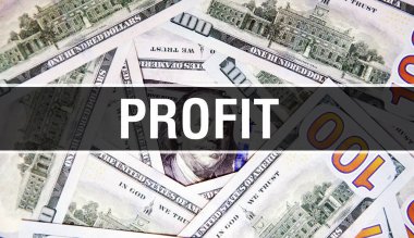 Kâr metni kavramı kapatma. Amerikan Doları Nakit Para, 3D görüntüleme. Dolar Banknote 'ta kâr. Finansal ABD para banknotu Ticari para yatırım kar consepti