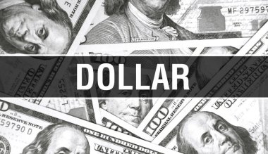 Dolarlık metin Kavram Kapanışı. Amerikan Doları Nakit Para, 3D görüntüleme. Dolar banknotunda dolar. Finansal ABD para banknotu Ticari para yatırım kar consepti