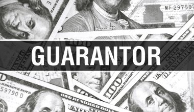 Guarantor Concept Closeup metni. Amerikan Doları Nakit Para, 3D görüntüleme. Dollar Banknote 'un Guarantor' u. Finansal ABD para banknotu Ticari para yatırım kar consepti
