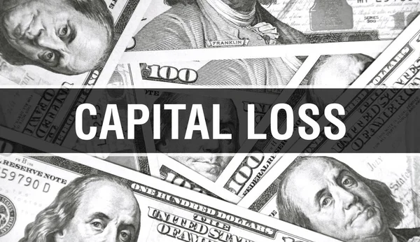 Tekst Capital Loss Koncepcja Zbliżenie American Dollars Cash Money Renderowanie — Zdjęcie stockowe