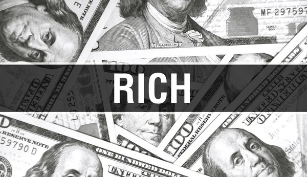 Έννοια Πλούσιου Κειμένου Κλείσιμο Αμερικάνικα Δολάρια Μετρητά Απόδοση Πλούσια Δολάρια — Φωτογραφία Αρχείου