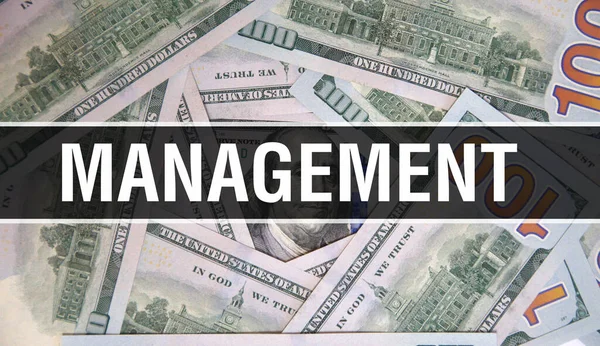 Management Text Konzept Nahaufnahme American Dollars Cash Money Rendering Management — Stockfoto