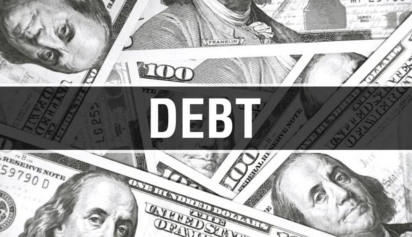 Debt Text Concept Closeup American Dollars Cash Money Рендеринг Борг — стокове фото