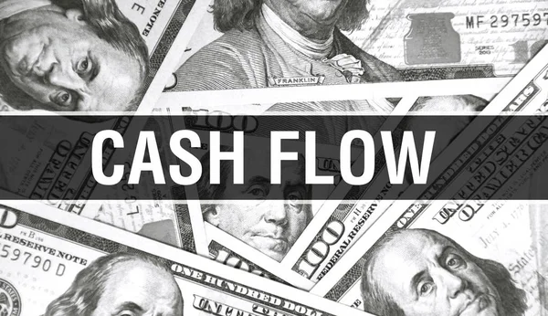 Cash flow  text Concept Closeup. American Dollars Cash Money,3D rendering. Cash flow  at Dollar Banknote. Financial USA money banknote Commercial money investment profit concep