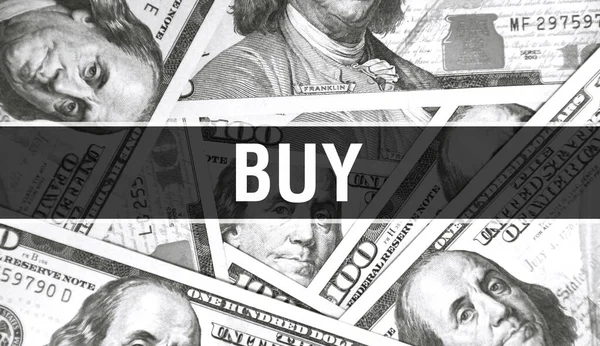 Koop Tekst Concept Closeup American Dollars Cash Money Rendering Koop — Stockfoto