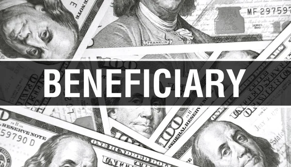 Beneficiary Text Concept Closeup American Dollars Cash Money Rendering Beneficiary — Stock Photo, Image