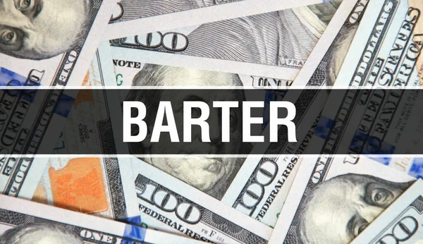 Barter Text Concept Closeup Dolari Americani Bani Cash Redare Barter — Fotografie, imagine de stoc