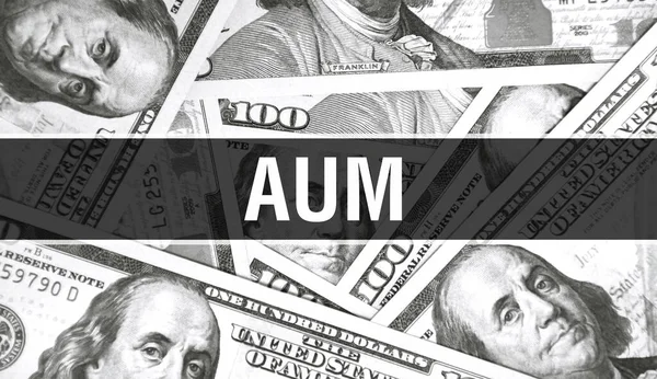 Aum Tekst Koncepcja Zbliżenie American Dollars Cash Money Renderowanie Aum — Zdjęcie stockowe