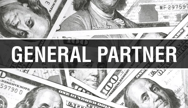 General Partner text Concept Closeup. American Dollars Cash Money,3D rendering. General Partner at Dollar Banknote. Financial USA money banknote Commercial money investment profit concep
