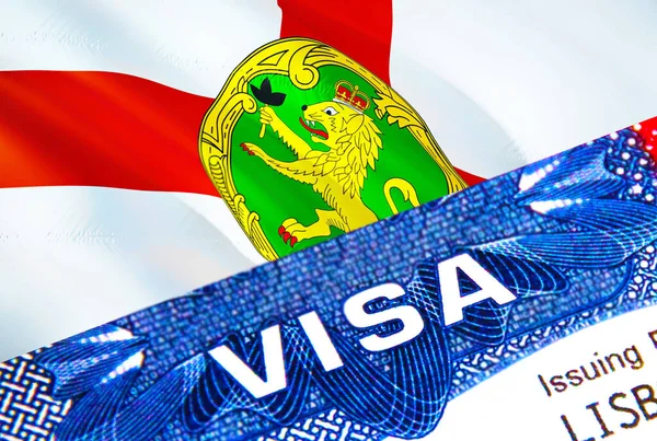Текст Visa Марці Alderney Visa Паспорті Паспорт Відправляється Кордон Концепції — стокове фото