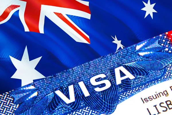 Text Visa Australia Visa Stamp Passport Passport Traveling Abroad Concept — Stock Photo, Image