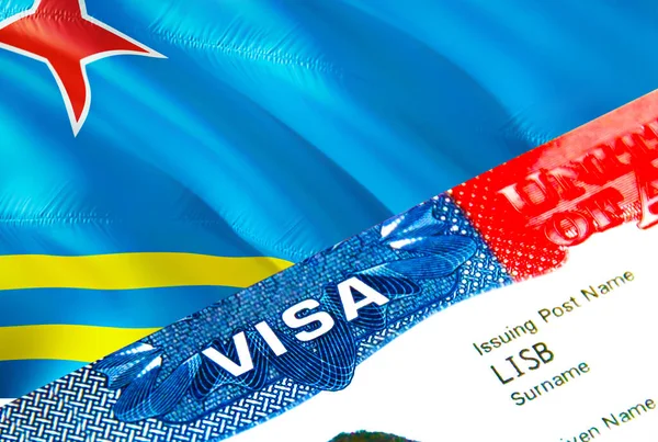 Аруба Імміграційна Віза Closeup Visa Aruba Сфокусований Слові Visa Рендеринг — стокове фото