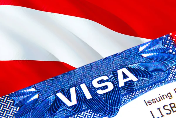 パスポートにオーストリアのビザスタンプのテキストVisa パスポートは海外旅行のコンセプト オーストリアのコンセプトへの旅行 選択的フォーカス 3Dレンダリング 移民と移民の概念 オーストリアビザ パスポート — ストック写真