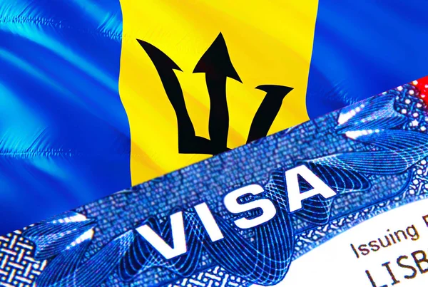 Tekst Visa Pieczęci Wizowej Barbados Paszporcie Paszport Podróżujący Granicę Koncepcja — Zdjęcie stockowe