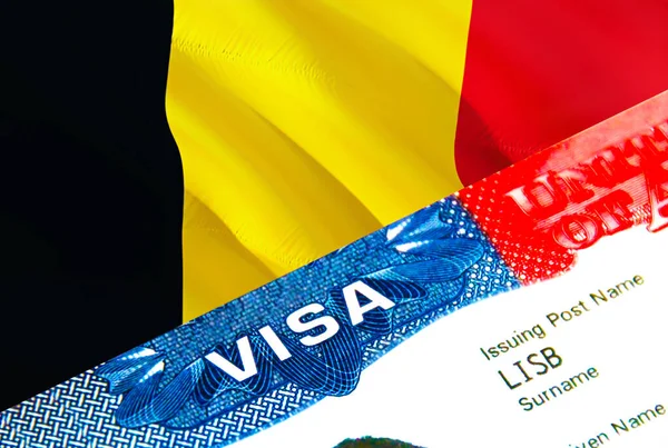 Бельгія Імміграційна Віза Closeup Visa Бельгії Фокусується Слові Visa Рендерингу — стокове фото