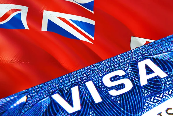 Bermudas Visumdokument Nära Håll Pass Visum Bermudaflaggan Bermudas Besöksvisum Pass — Stockfoto