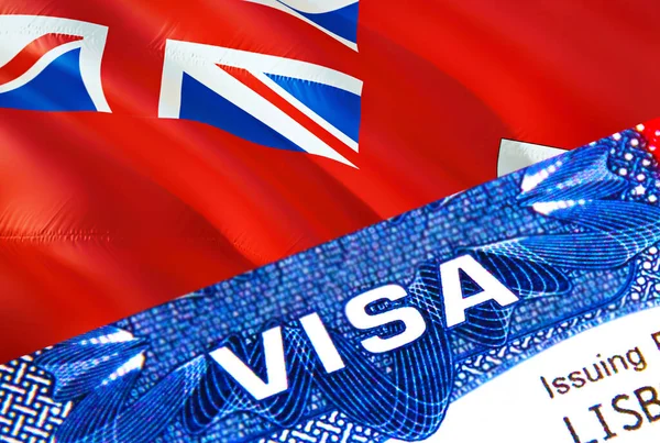 Текст Visa Марці Bermuda Visa Паспорті Паспорт Відправляється Кордон Концепції — стокове фото