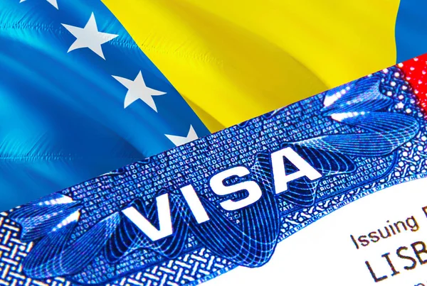 パスポートのボスニア ヘルツェゴビナビザ 米国移民ビザボスニア ヘルツェゴビナ市民のための単語Visaに焦点を当てます 国の身分証明書でボスニア ヘルツェゴビナのビザを旅行する — ストック写真