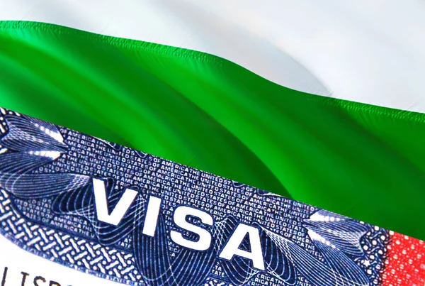 Документ Bulgaria Visa Прапором Bulgaria Задньому Плані Прапор Bulgaria Закритою — стокове фото
