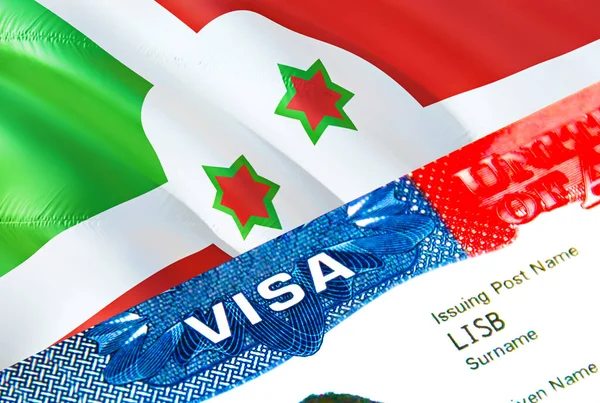 Burundi Migration Visa Closeup Visa Burundi Thinking Word Visa Рендеринг — стокове фото