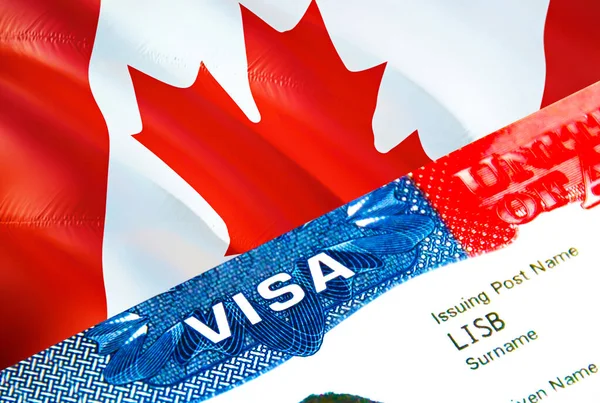 Канада Імміграційна Віза Closeup Visa Canada Фокусуючись Визі Слів Рендерингу — стокове фото