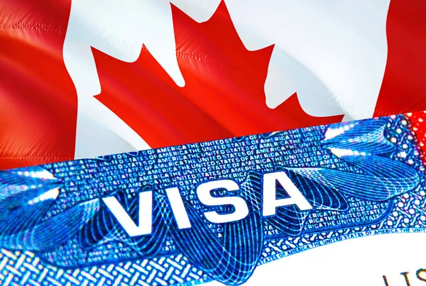 Canada Visa Подорожує Канади Фокусуючись Визі Слів Рендерингу Canada Imigrate — стокове фото