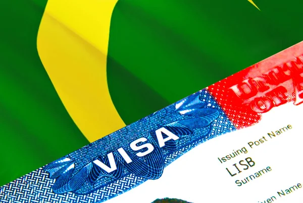 Cocos Keeling Islands immigration visa. Closeup Visa to Cocos Keeling Islands focusing on word VISA, 3D rendering. Travel or migration to Cocos Keeling Islands destination concept with visa i