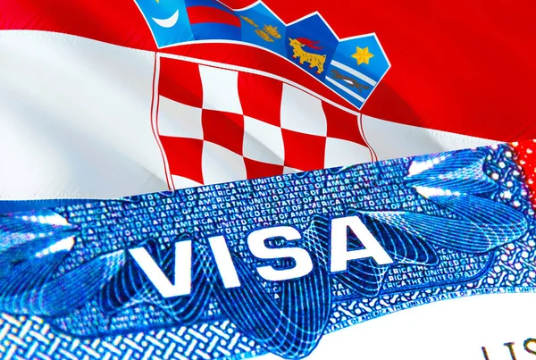 Croatia Visa Travel Croatia Focusing Word Visa Rendering Croatia Immigrate — Foto de Stock
