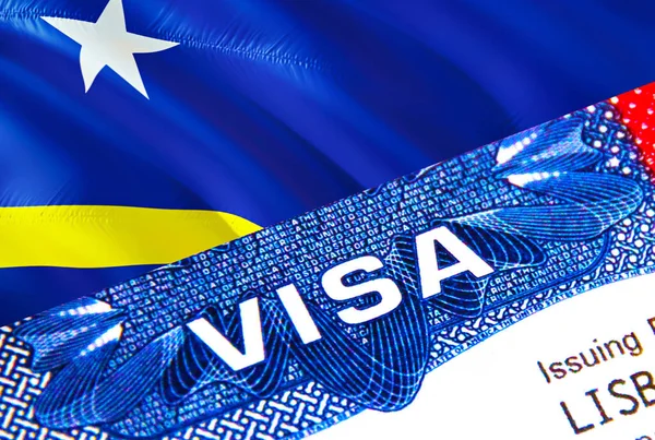 Curacao Visa Паспорті Уса Імміграційна Віза Жителів Квакао Фокусується Візі — стокове фото