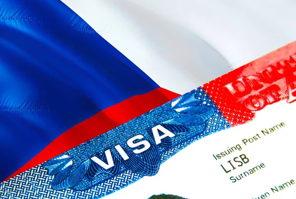 Цех Імміграційна Віза Closeup Visa Czech Зосередився Візі Слів Рендерингу — стокове фото
