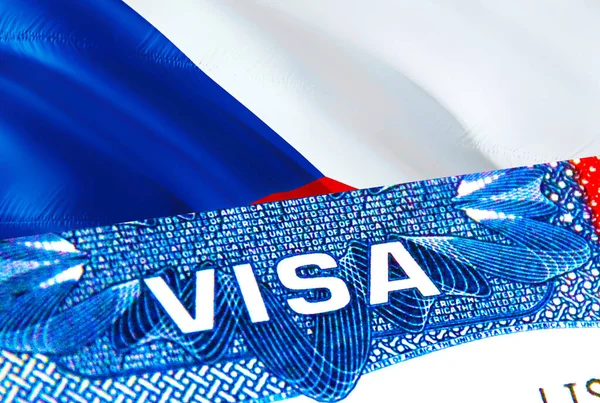 체코로 Visa 렌더링에 집중하 체코의 발급은 비자를 이루어 관광국 시민권 — 스톡 사진