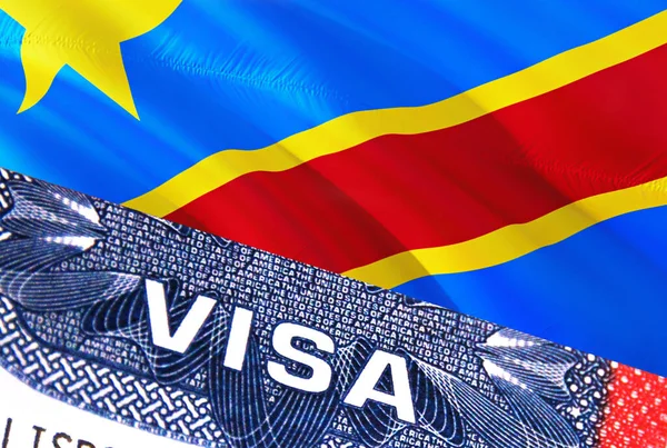 Document Visa Pour Congo Avec Drapeau Congo Arrière Plan Drapeau — Photo