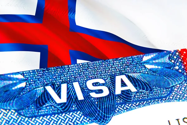 フェロー諸島ビザ 言葉Visa 3Dレンダリングに焦点を当てたフェロー諸島への旅行 フェロー諸島は パスポートのビザで概念を移民します フェロー諸島のパスポートの観光入り口 Usa Stam — ストック写真