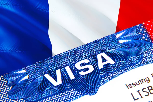 프랑스의 미국의 비자는 Visa 단어에 초점을 맞춘다 프랑스 비자를 신분증 — 스톡 사진