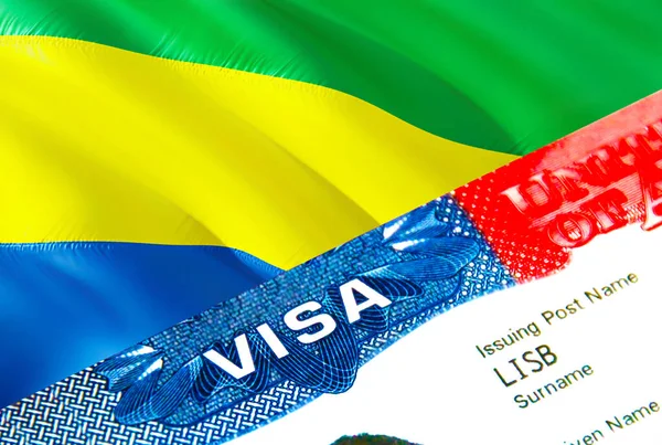 Габон Імміграційна Віза Closeup Visa Gabon Thinking Word Visa Рендеринг — стокове фото