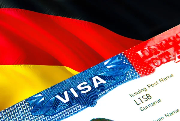 Немецкая Иммиграционная Виза Визу Германию Можно Получить Упрощенной Схеме Рендеринг — стоковое фото