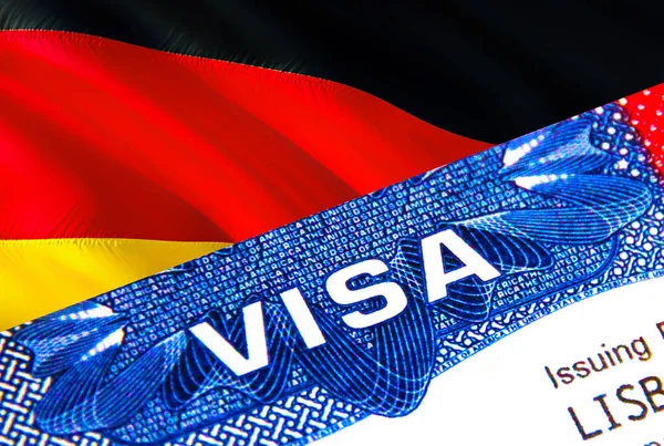 독일의 시민들을 비자는 Visa 초점을 맞춘다 비자를 신분증 렌더링으로 여행하 — 스톡 사진