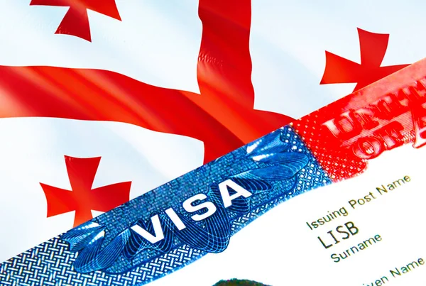 Visa Inmigración Georgia Primer Plano Visa Georgia Centrándose Palabra Visa —  Fotos de Stock