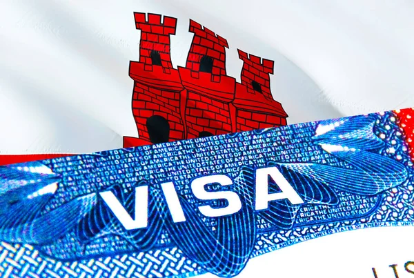 Visa Gibraltar Viaje Gibraltar Centrándose Palabra Visa Representación Gibraltar Inmigrar —  Fotos de Stock