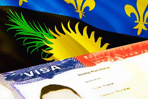 Guadeloupe Immigration Document Close Passport Visa Guadeloupe Flag Guadeloupe Visitor — ストック写真