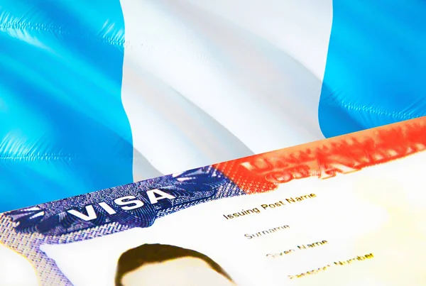 Guatemala Immigration Document Close Passport Visa Guatemala Flag Guatemala Visitor — ストック写真