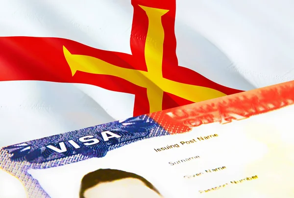 Guernsey Immigration Document Close Passport Visa Guernsey Flag Guernsey Visitor — ストック写真