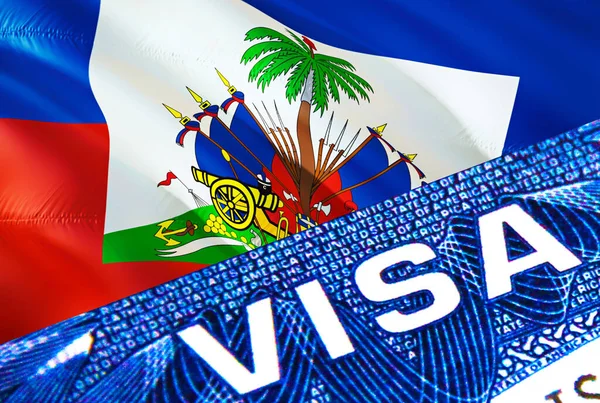 Haiti Visa Document Close Passport Visa Haiti Flag Haiti Visitor — ストック写真
