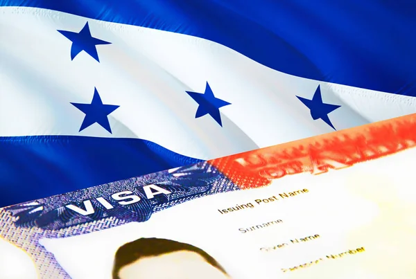 Honduras Immigration Document Close Passport Visa Honduras Flag Honduras Visitor — ストック写真