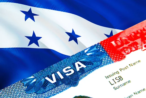 Honduras Immigration Visa Closeup Visa Honduras Focusing Word Visa Rendering — Stock Photo, Image