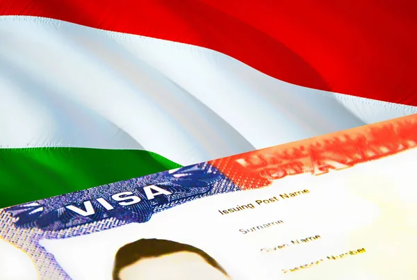 Hungary Immigration Document Close Passport Visa Hungary Flag Hungary Visitor — ストック写真