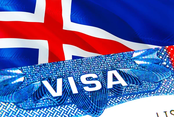 Island Visum Resor Till Island Med Fokus Ord Visa Rendering — Stockfoto