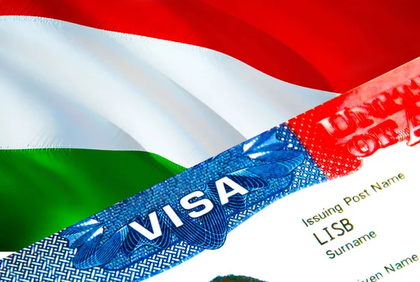 Угорська Імміграційна Віза Closeup Visa Hungary Зосередився Слові Visa Рендерингу — стокове фото